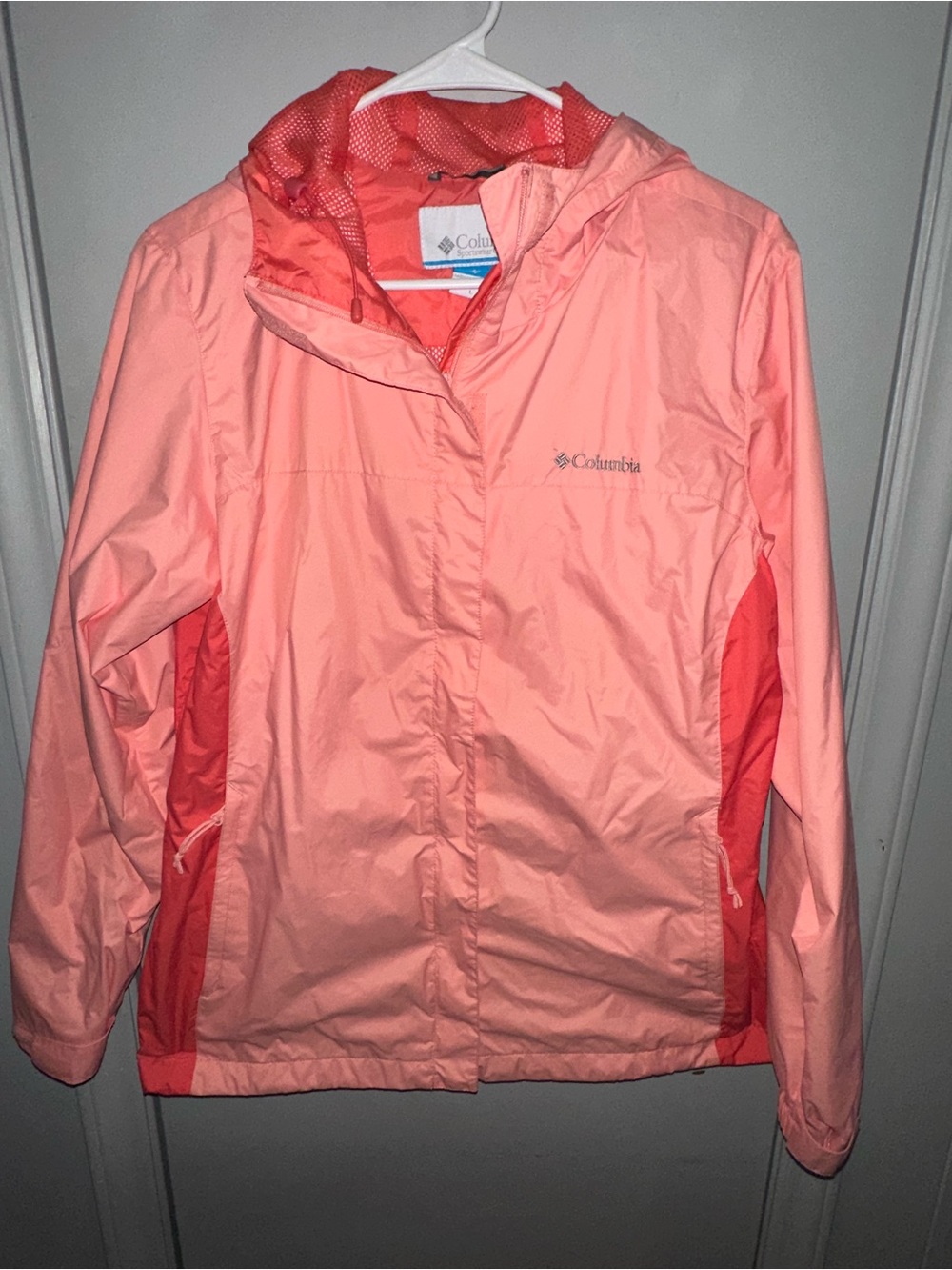 Columbia Coral Pink Hooded Windbreaker Jacket